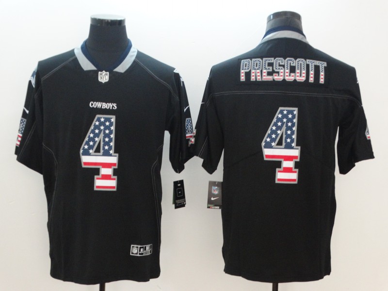 Personalized Cowboys 4 Dak Prescott Black USA Flag Fashion Color Rush Limited Jersey