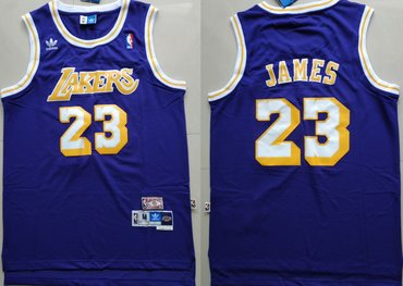 Personalized Lakers 23 Lebron James Purple Hardwood Classics Jersey