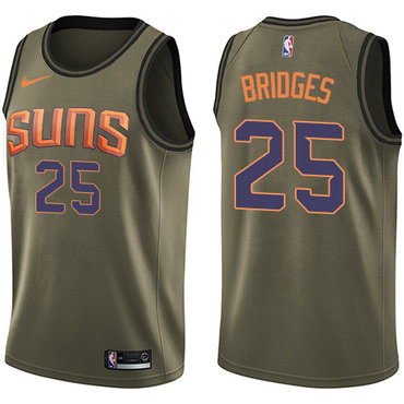 Personalized Suns #25 Mikal Bridges Green NBA Swingman Salute to Service Jersey