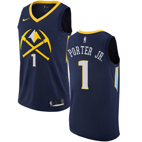 Personalized Nuggets #1 Michael Porter Jr. Navy NBA Swingman City Edition Jersey