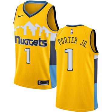 Personalized Nuggets #1 Michael Porter Jr. Yellow NBA Swingman Statement Edition Jersey