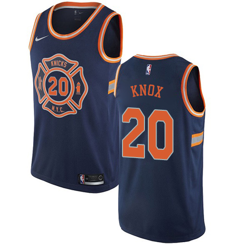 Personalized Knicks #20 Kevin Knox Navy NBA Swingman City Edition Jersey