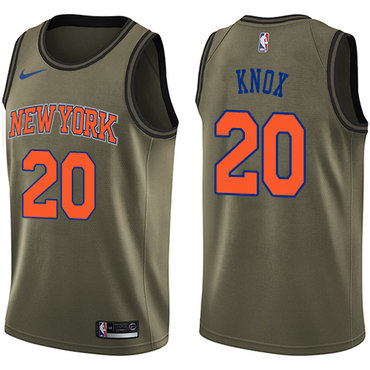 Personalized Knicks #20 Kevin Knox Green NBA Swingman Salute to Service Jersey