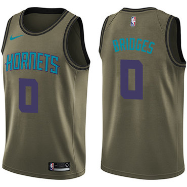 Personalized Hornets #0 Miles Bridges Green NBA Swingman Salute to Service Jersey