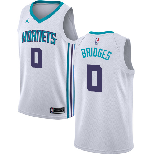 Personalized Hornets #0 Miles Bridges White NBA Jordan Swingman Association Edition Jersey