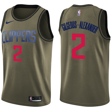 Personalized Clippers #2 Shai Gilgeous-Alexander Green NBA Swingman Salute to Service Jersey
