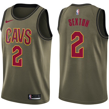 Personalized Cavaliers #2 Collin Sexton Green NBA Swingman Salute to Service Jersey