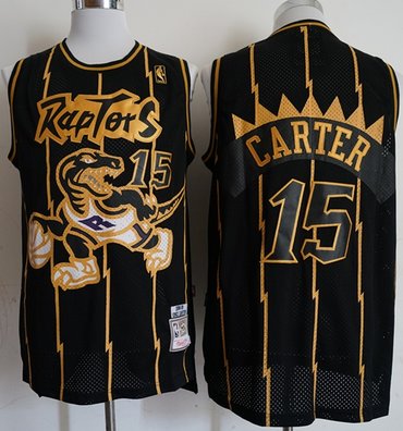Personalized Mitchell And Ness Raptors #15 Vince Carter Black Throwback Stitched NBA Jersey