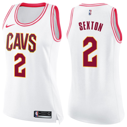 Personalized Cavaliers #2 Collin Sexton White Pink Women’s NBA Swingman Fashion Jersey