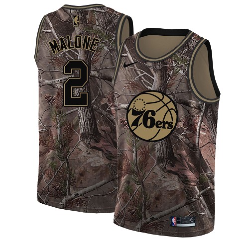 Personalized 76ers #2 Moses Malone Camo Women’s NBA Swingman Realtree Collection Jersey