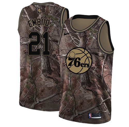 Personalized 76ers #21 Joel Embiid Camo Women’s NBA Swingman Realtree Collection Jersey