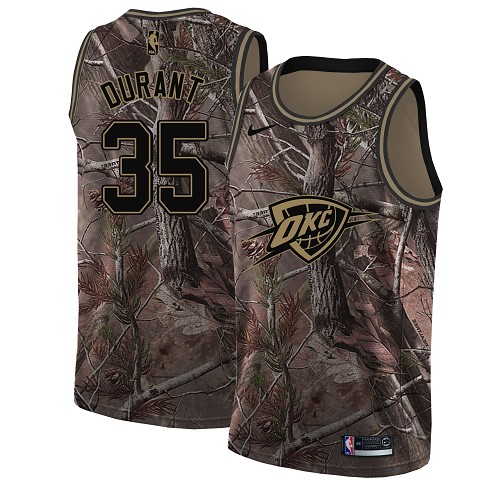 Personalized Thunder #35 Kevin Durant Camo Youth NBA Swingman Realtree Collection Jersey