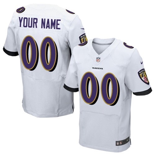 Personalized Baltimore Ravens Elite White Road Men’s Jersey NFLized jerseys