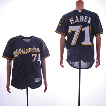 Personalized Brewers 71 Josh Hader Navy Flexbase Jersey