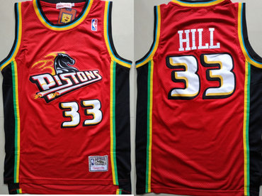 Personalized Pistons 33 Grant Hill Red Hardwood Classics Jersey