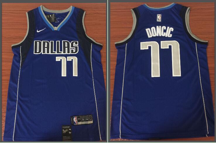 Personalized Mavericks 77 Luka Doncic Navy Swingman Jersey