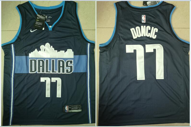 Personalized Mavericks 77 Luka Doncic Black Swingman Jersey