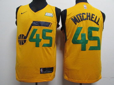Personalized Jazz 45 Donovan Mitchell Yellow Swingman Jersey