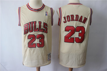 Personalized Bulls 23 Michael Jordan Cream Hardwood Classics Jersey