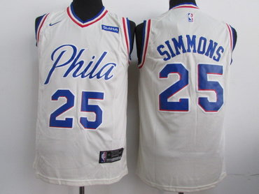 Personalized 76ers 25 Ben Simmons White Swingman Jersey
