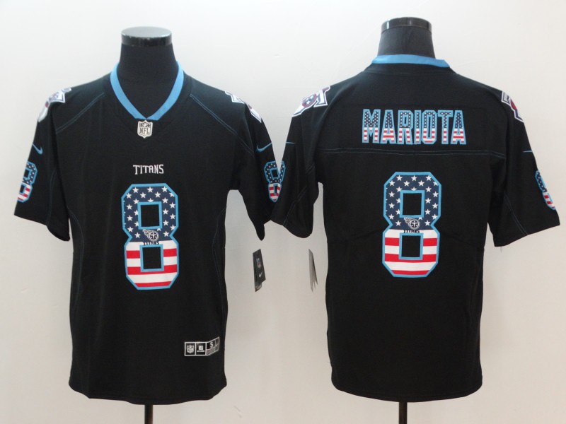 Personalized Titans 8 Marcus Mariota Black USA Flag Fashion Color Rush Limited Jersey