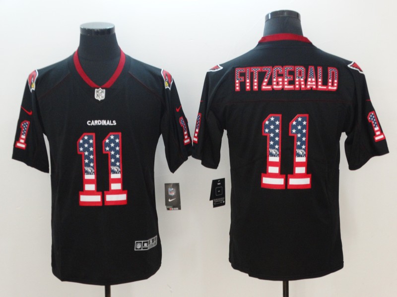 Personalized Cardinals 11 Larry Fitzgerald Black USA Flag Fashion Color Rush Limited Jersey