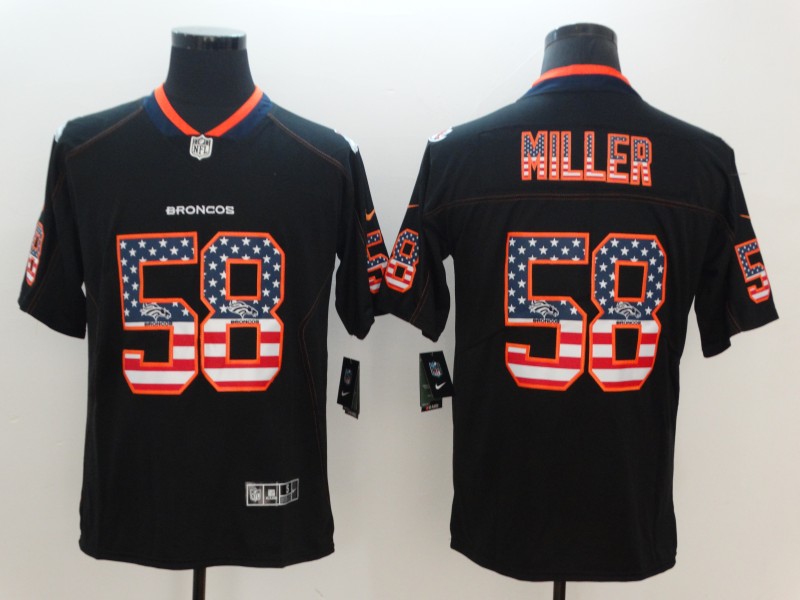 Personalized Broncos 58 Von Miller Black USA Flag Fashion Color Rush Limited Jersey