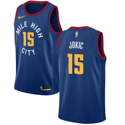 Personalized Nuggets #15 Nikola Jokic Navy NBA Swingman City Edition Jersey
