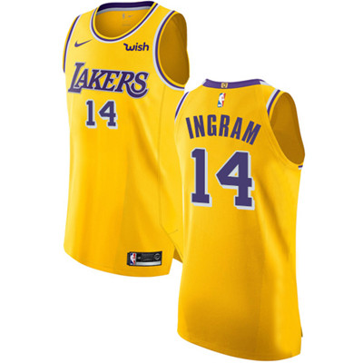 Personalized Lakers #14 Brandon Ingram Gold NBA Authentic Icon Edition Jersey