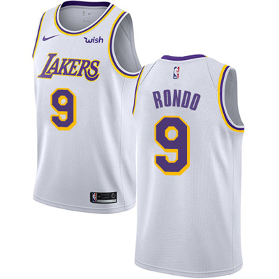 Personalized Lakers #9 Rajon Rondo White NBA Swingman Association Edition Jersey