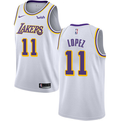 Personalized Lakers #11 Brook Lopez White NBA Swingman Association Edition Jersey