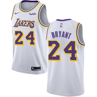 Personalized Lakers #24 Kobe Bryant White NBA Swingman Association Edition Jersey