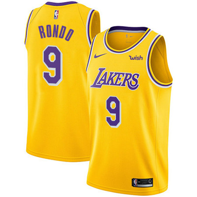 Personalized Lakers #9 Rajon Rondo Gold Youth NBA Swingman Icon Edition Jersey