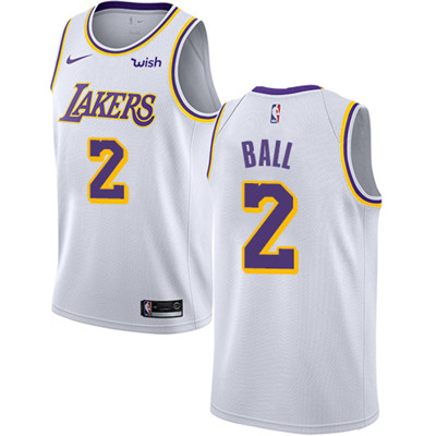 Personalized Lakers #2 Lonzo Ball White Youth NBA Swingman Association Edition Jersey