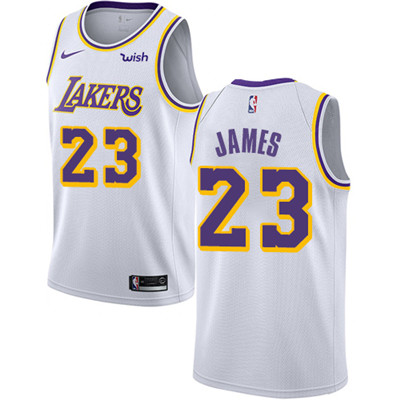 Personalized Lakers #23 LeBron James White Youth NBA Swingman Association Edition Jersey