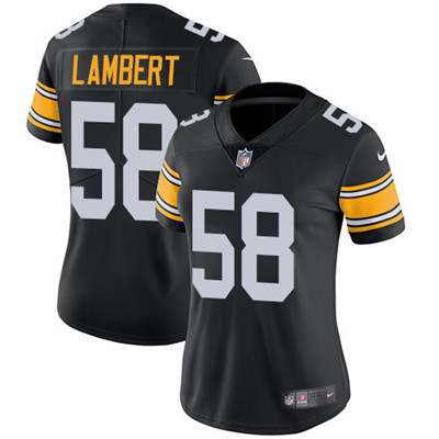Personalized Steelers #58 Jack Lambert Black Alternate Women’s Stitched NFL Untouchable Limited Jersey