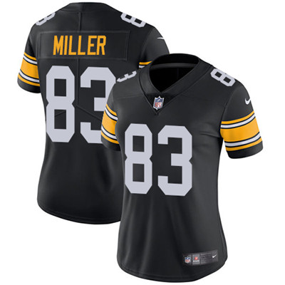 Personalized Steelers #83 Heath Miller Black Alternate Women’s Stitched NFL Untouchable Limited Jersey