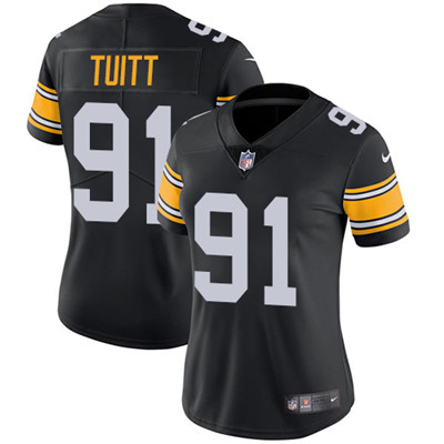 Personalized Steelers #91 Stephon Tuitt Black Alternate Women’s Stitched NFL Untouchable Limited Jersey