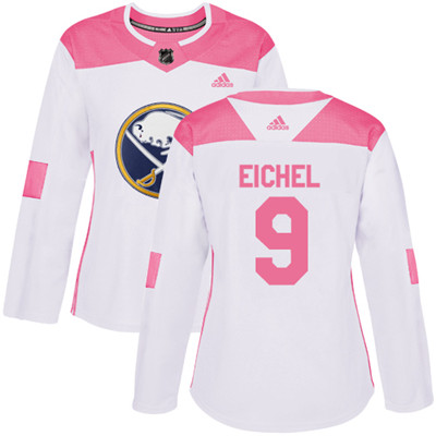 Personalized Sabres #9 Jack Eichel White Pink Authentic Fashion Women’s Stitched NHL Jersey