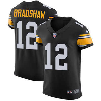 Personalized Steelers #12 Terry Bradshaw Black Alternate Men’s Stitched NFL Untouchable Elite Jersey
