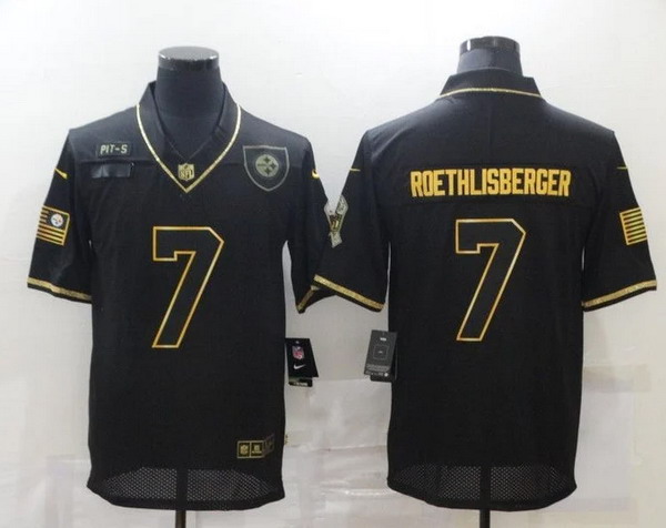 Personalized Men’s Pittsburgh Steelers #7 Ben Roethlisberger Black Gold 2020 Salute To Service Stitched Nfl Limited Jersey