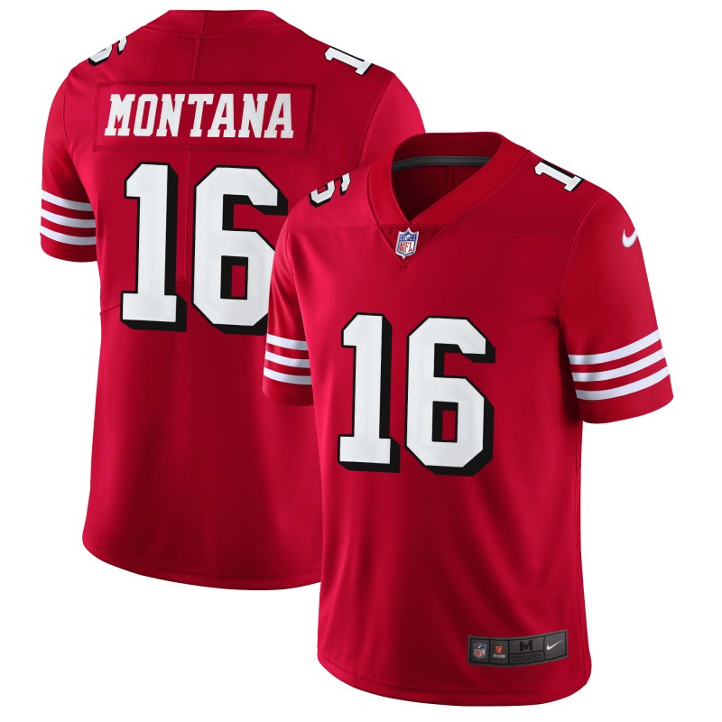Personalized 49ers #16 Joe Montana Red Rush Men’s Stitched NFL Untouchable Limited Jersey
