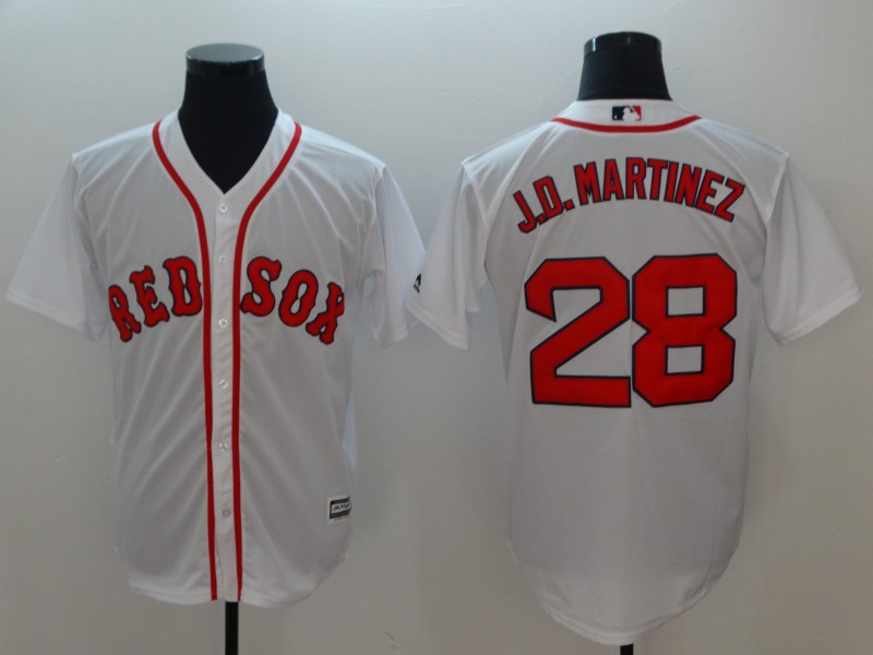 Personalized Red Sox 28 J.D. Martinez White Cool Base Jersey