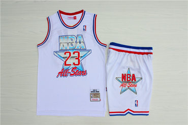 Personalized Bulls 23 Michael Jordan White 1992 All-Star Hardwood Claasics Jersey(With Shorts)