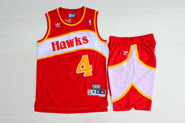 Personalized Hawks 4 Spud Webb Red Hardwood Classics Jersey(With Shorts)