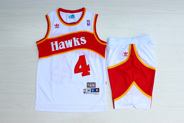 Personalized Hawks 4 Spud Webb White Hardwood Classics Jersey(With Shorts)