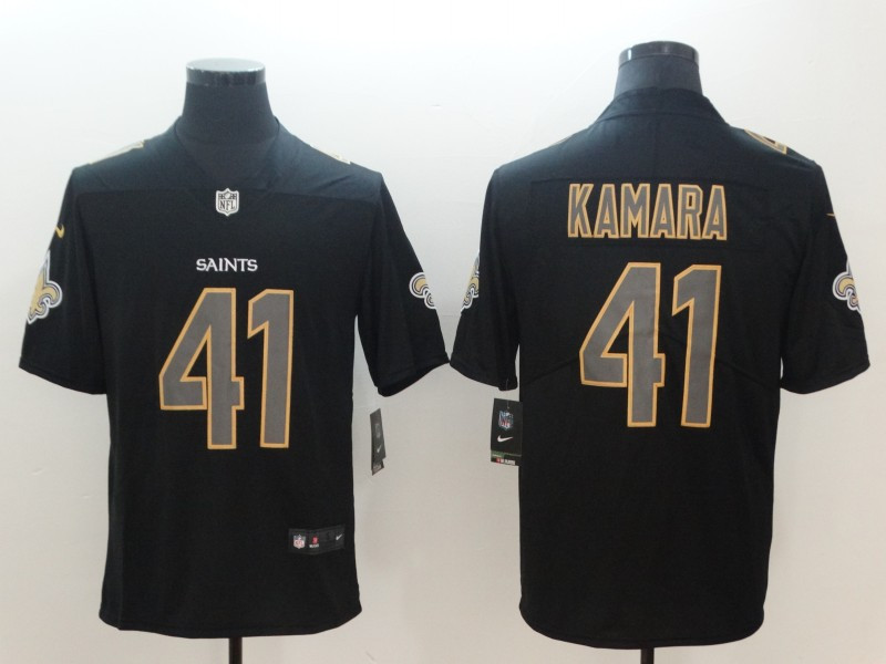 Personalized Saints 41 Alvin Kamara Black Impact Limited Jersey