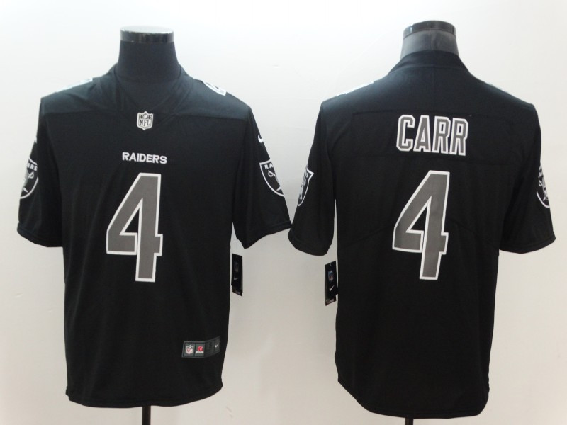 Personalized Raiders 4 Derek Carr Black Impact Limited Jersey