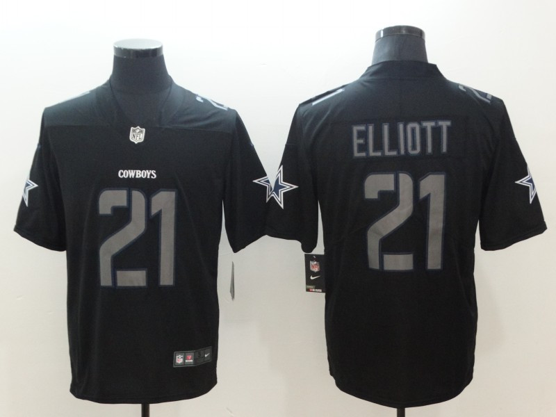 Personalized Cowboys 21 Ezekiel Elliott Black Impact Limited Jersey