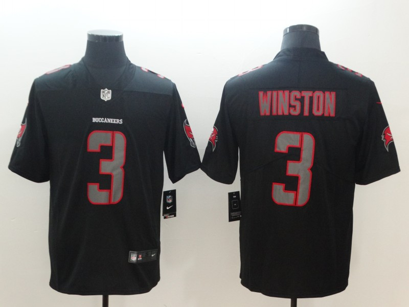Personalized Buccaneers 3 Jameis Winston Black Impact Limited Jersey